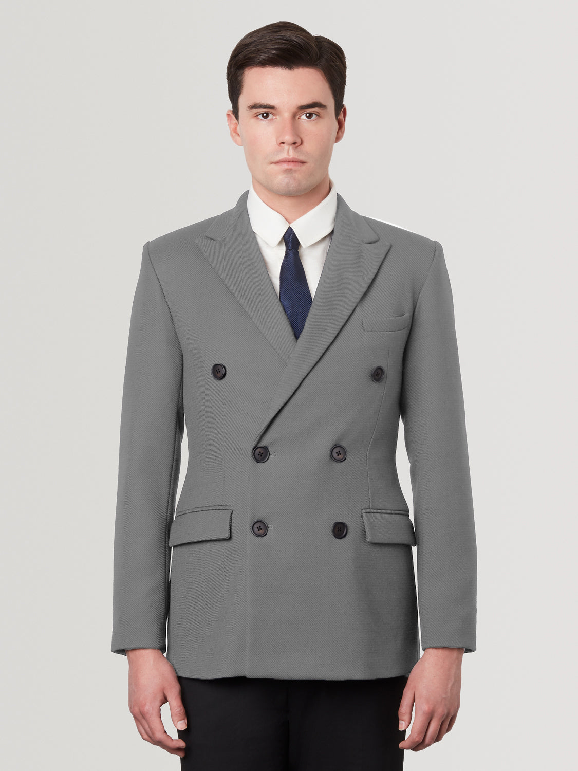 Double Breasted Suit Jacket - Grey