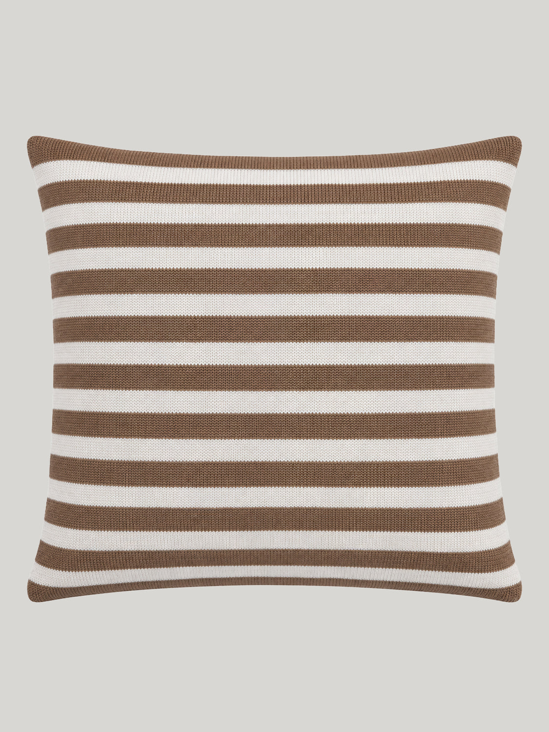 Striped White and Caramel Brown Cushion