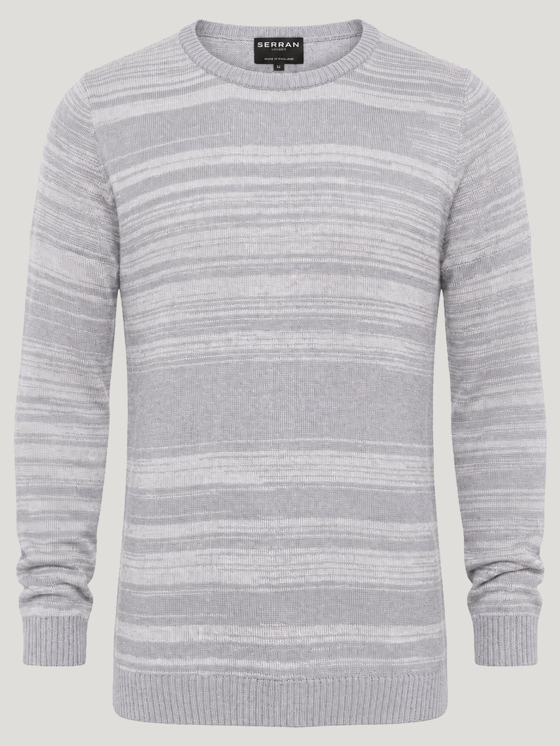 Stripe Crewneck Wool Jumper – Grey & White
