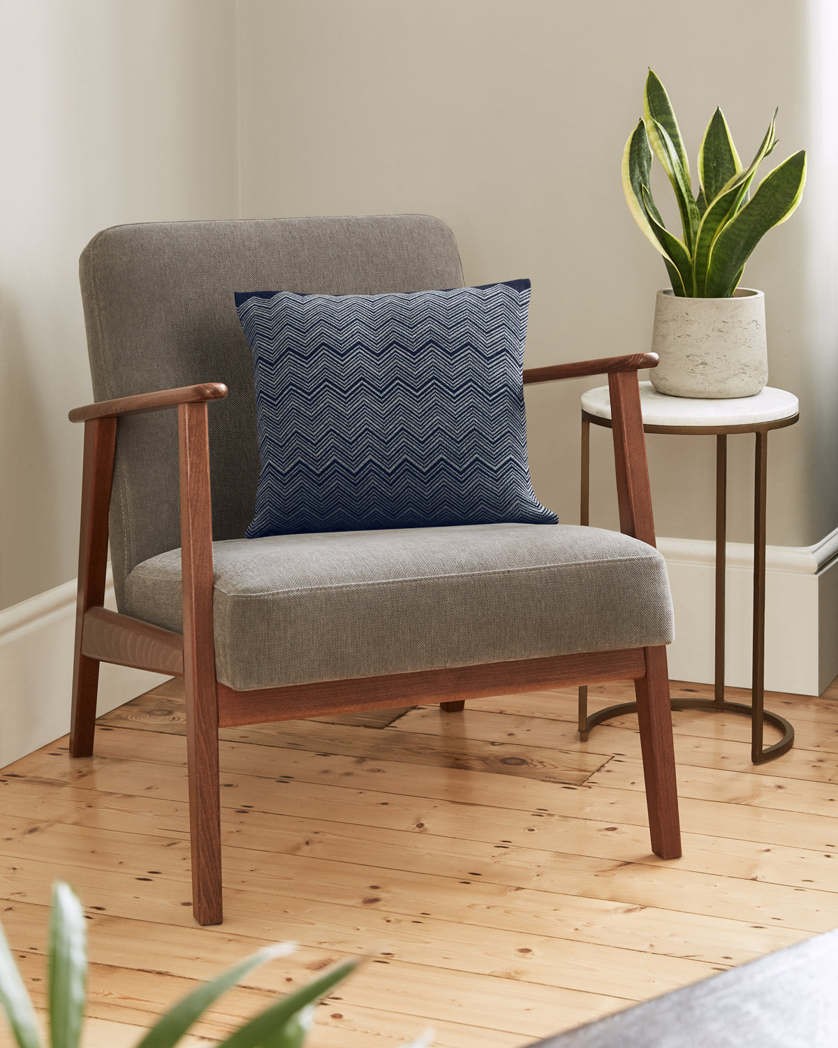 ZigZag Dark Navy and Space Grey Cushion