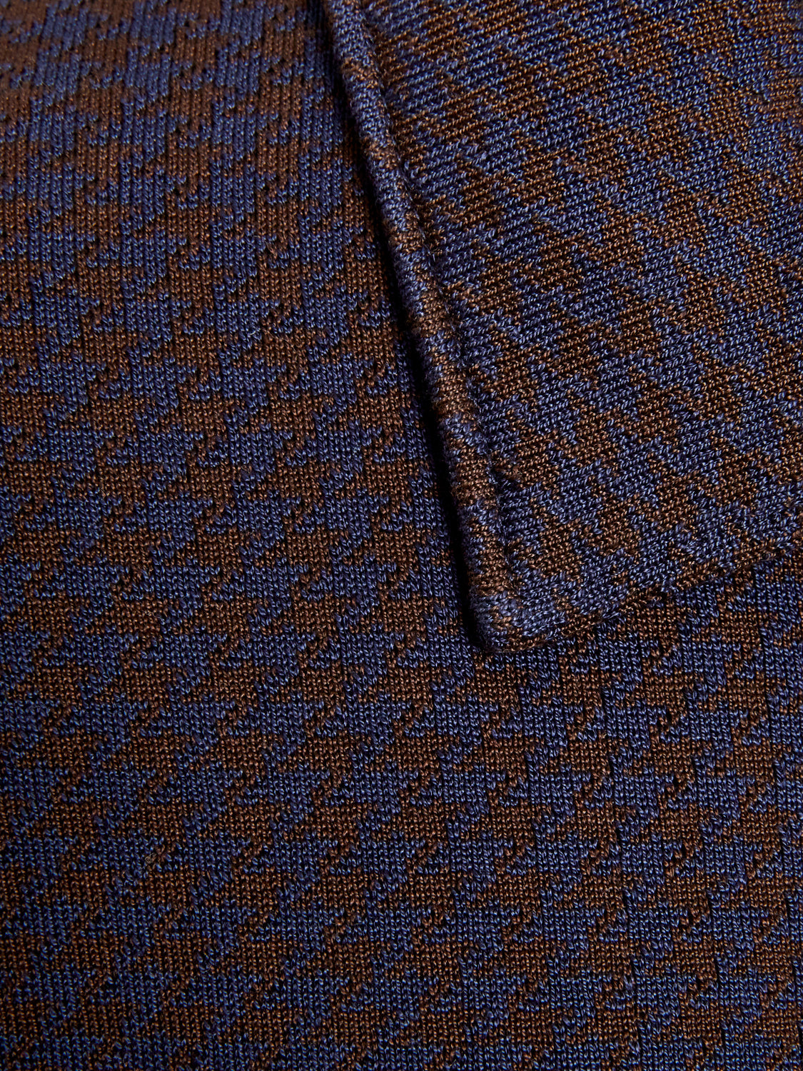 Houndstooth Knitted Jacket - Navy & Brown