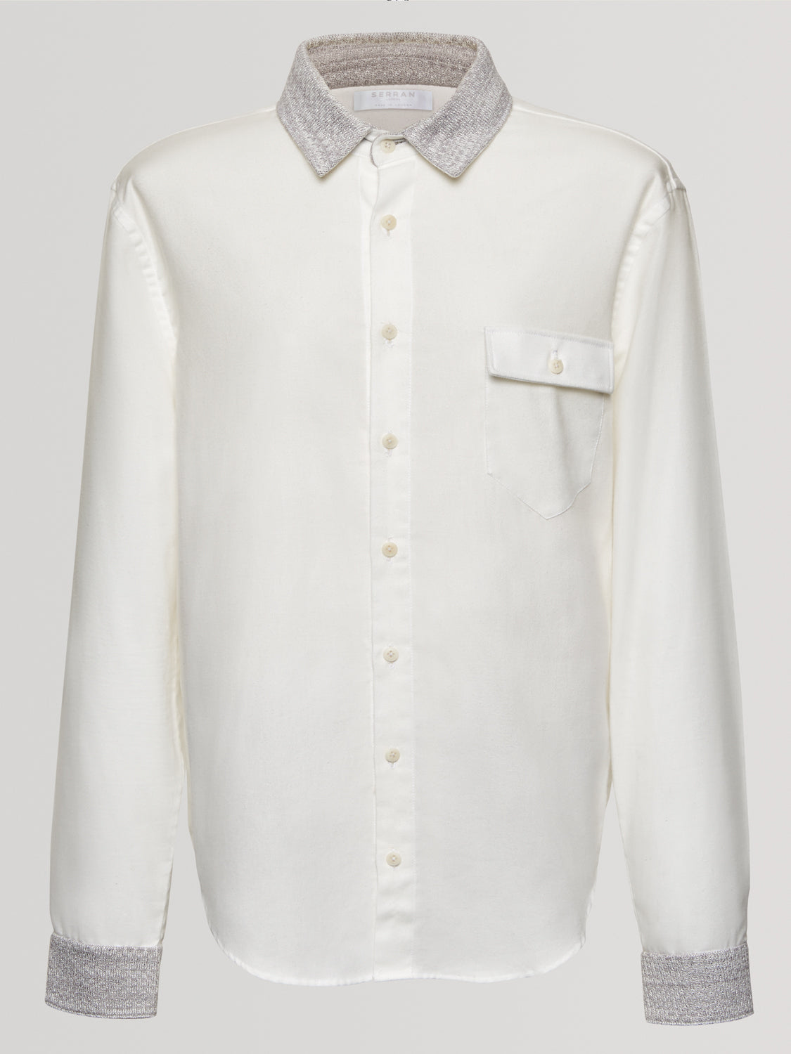 Silver Knit Collar Slim Fit Shirt