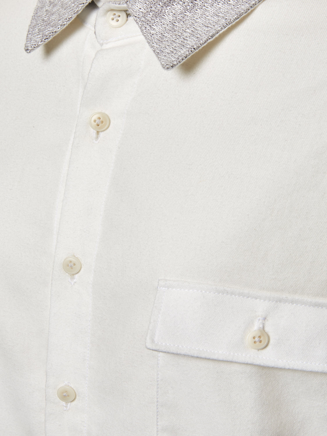 Silver Knit Collar Slim Fit Shirt