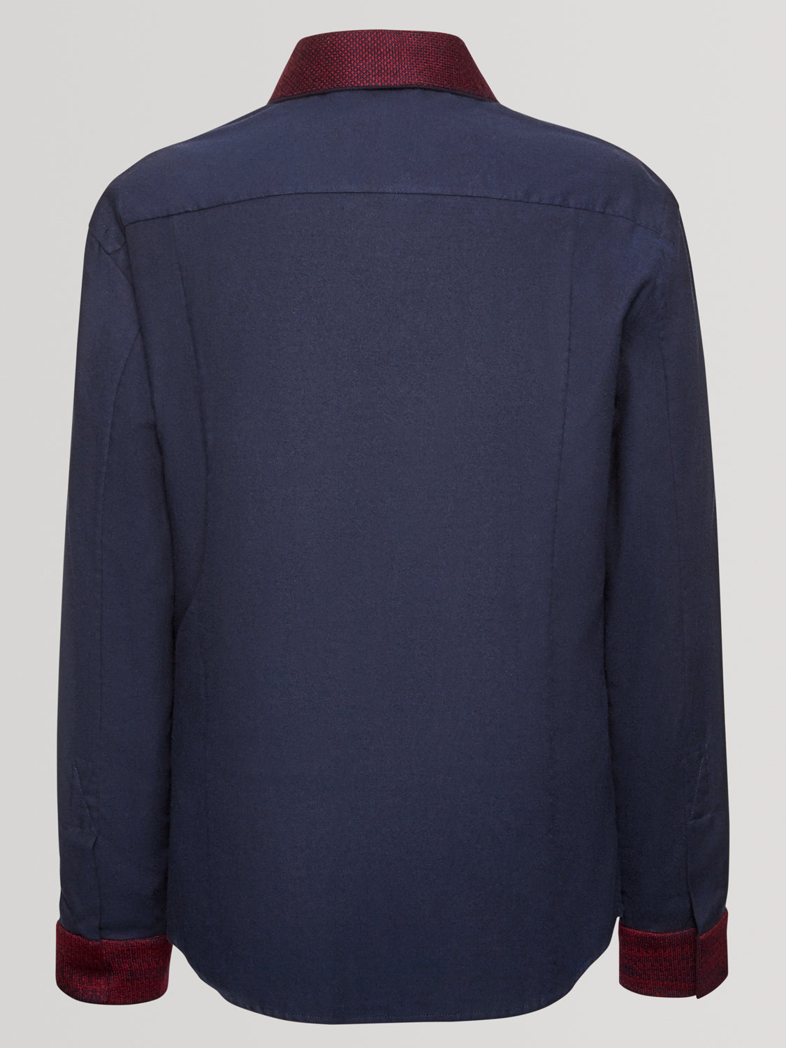 Rose Knit Collar Navy Slim Fit Shirt