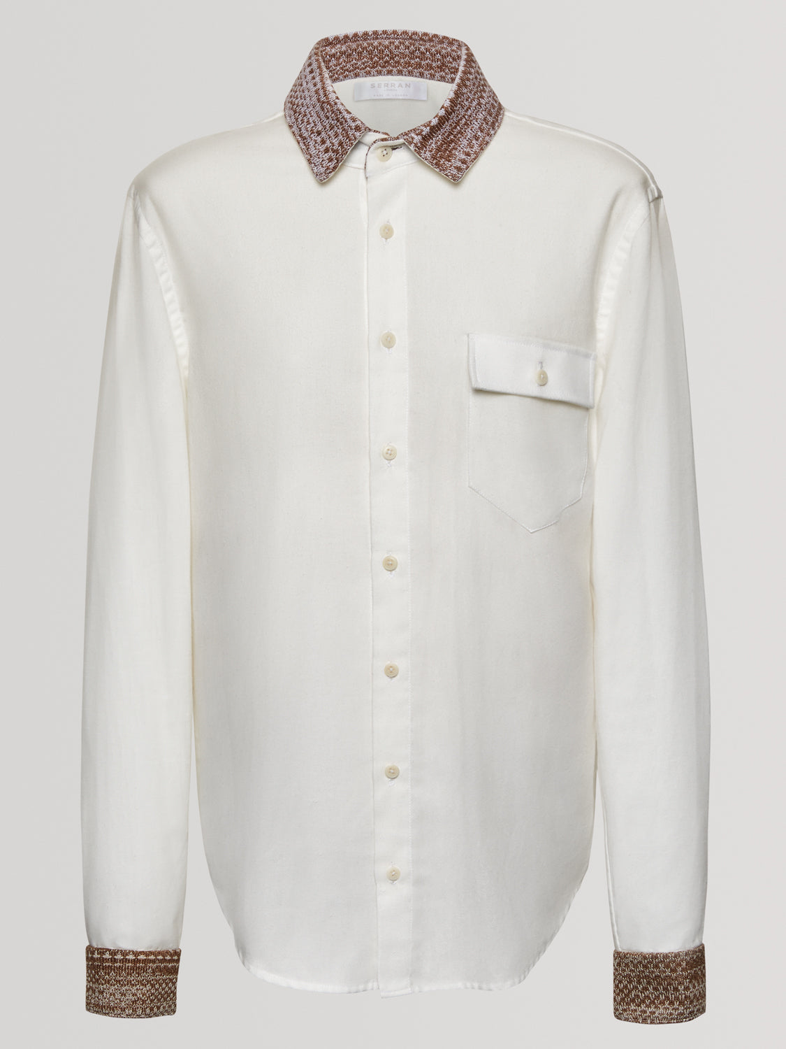 Caramel Knit Collar Slim Fit Shirt