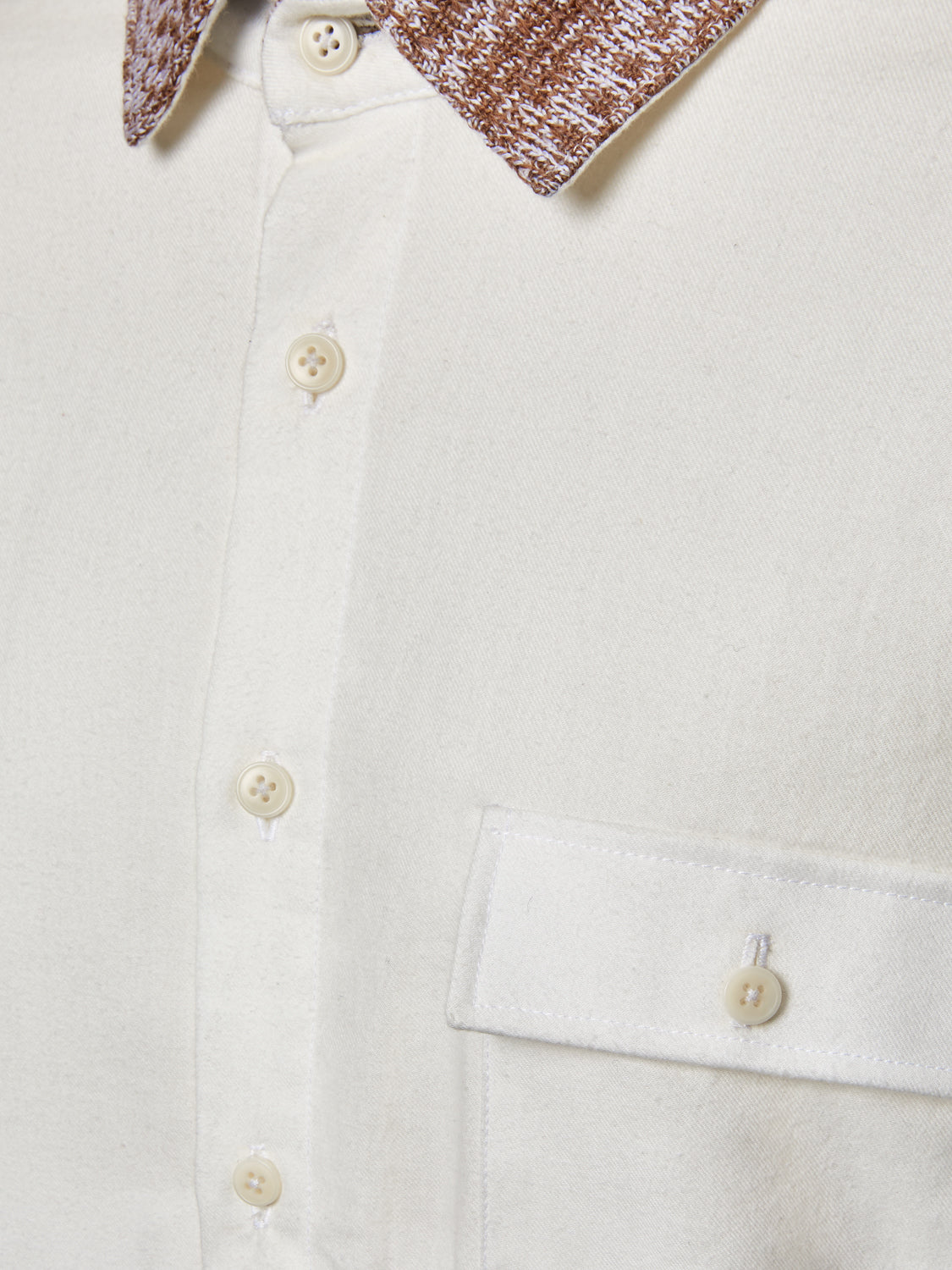 Caramel Knit Collar Slim Fit Shirt