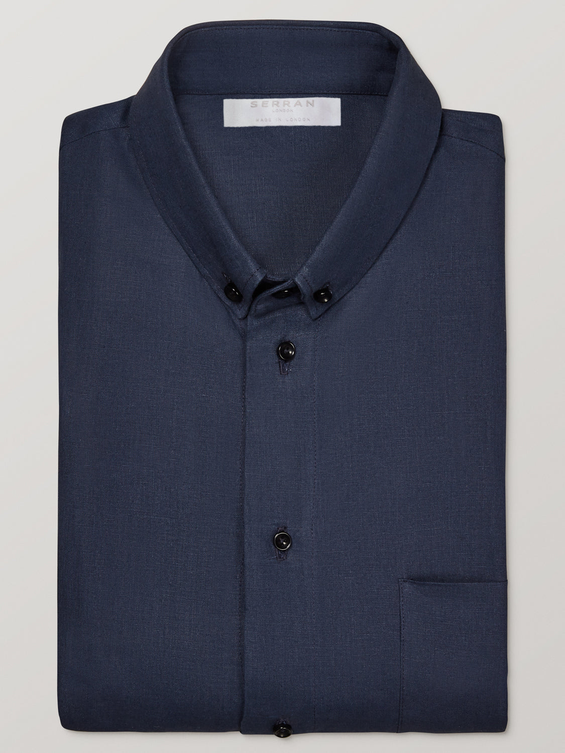 Navy Slim Fit Linen Shirt
