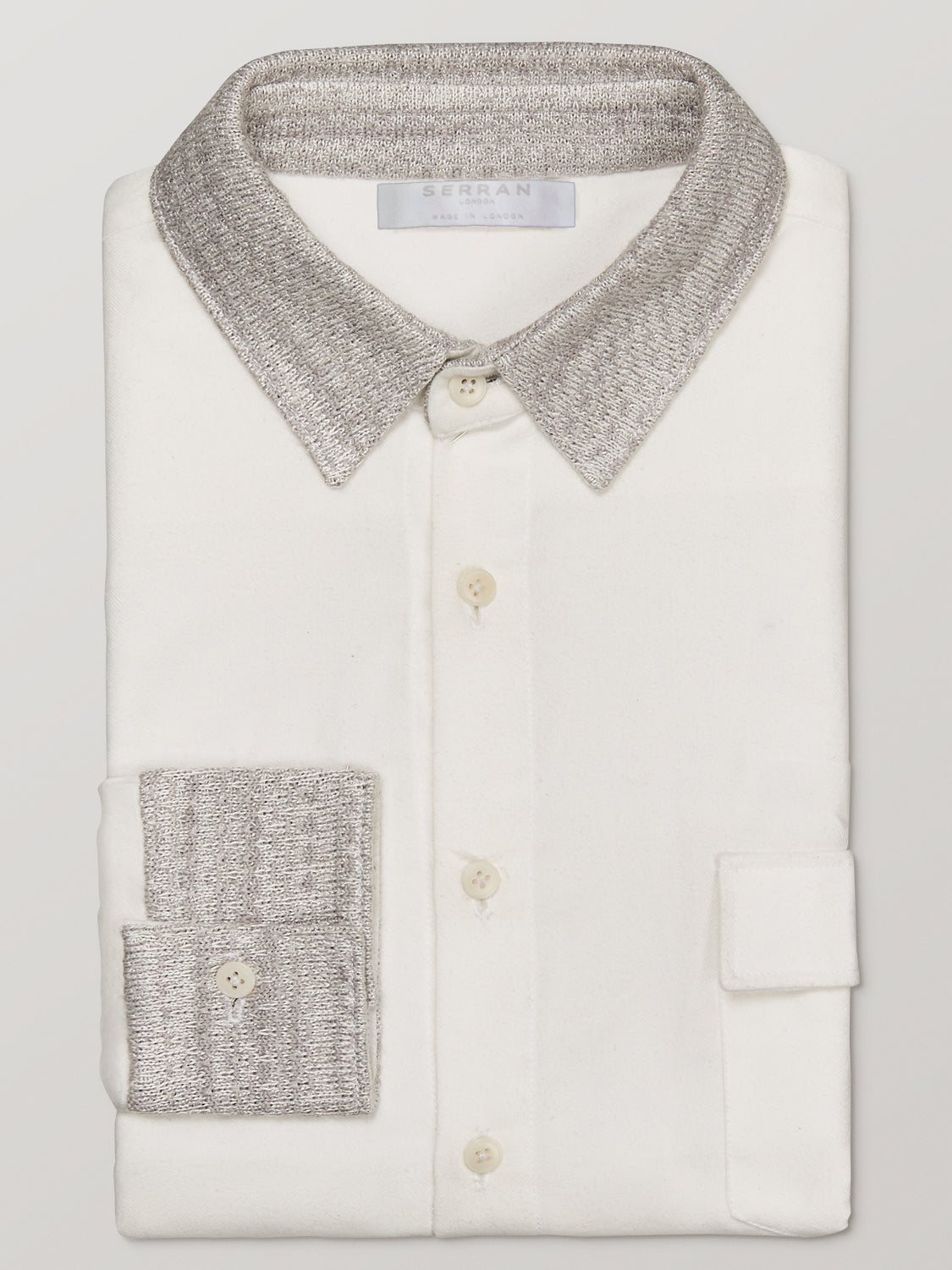 Silver Knit Collar Slim Fit Shirt