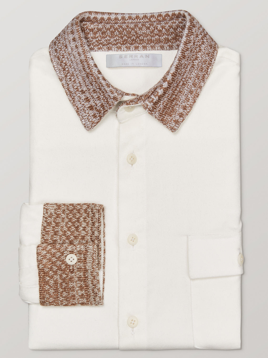 Caramel Knit Collar Slim Fit Shirt