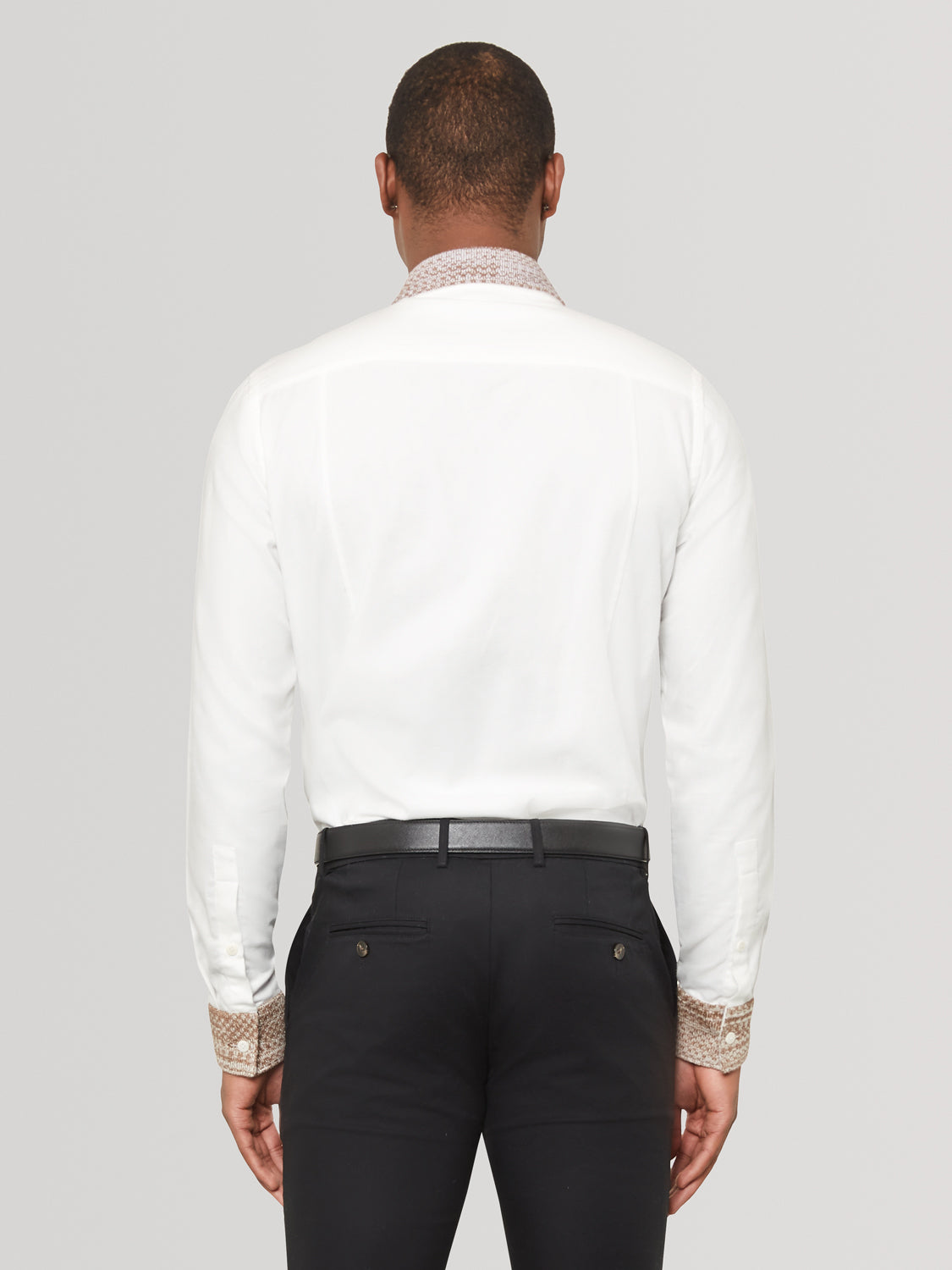 Caramel Knit Collar Slim Fit Shirt