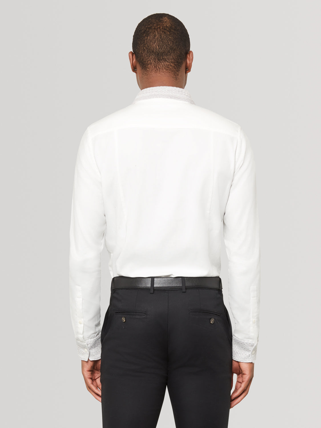 Silver Knit Collar Slim Fit Shirt