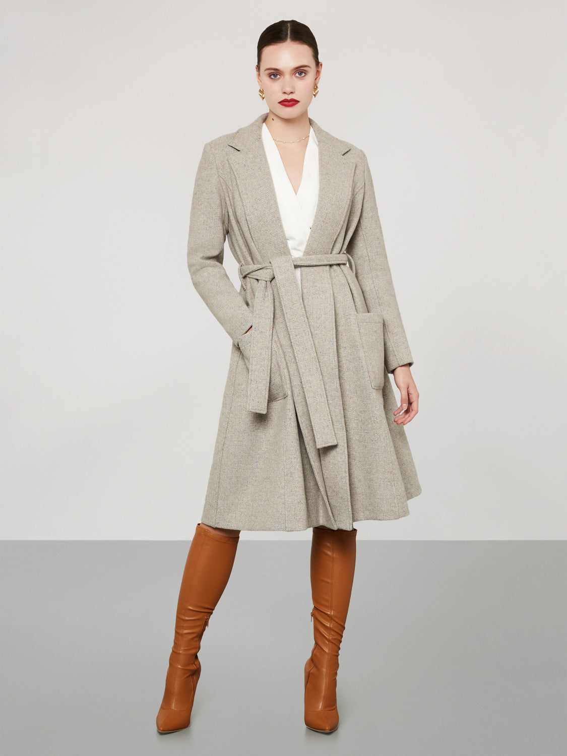 Wrap Coat Grey Pink