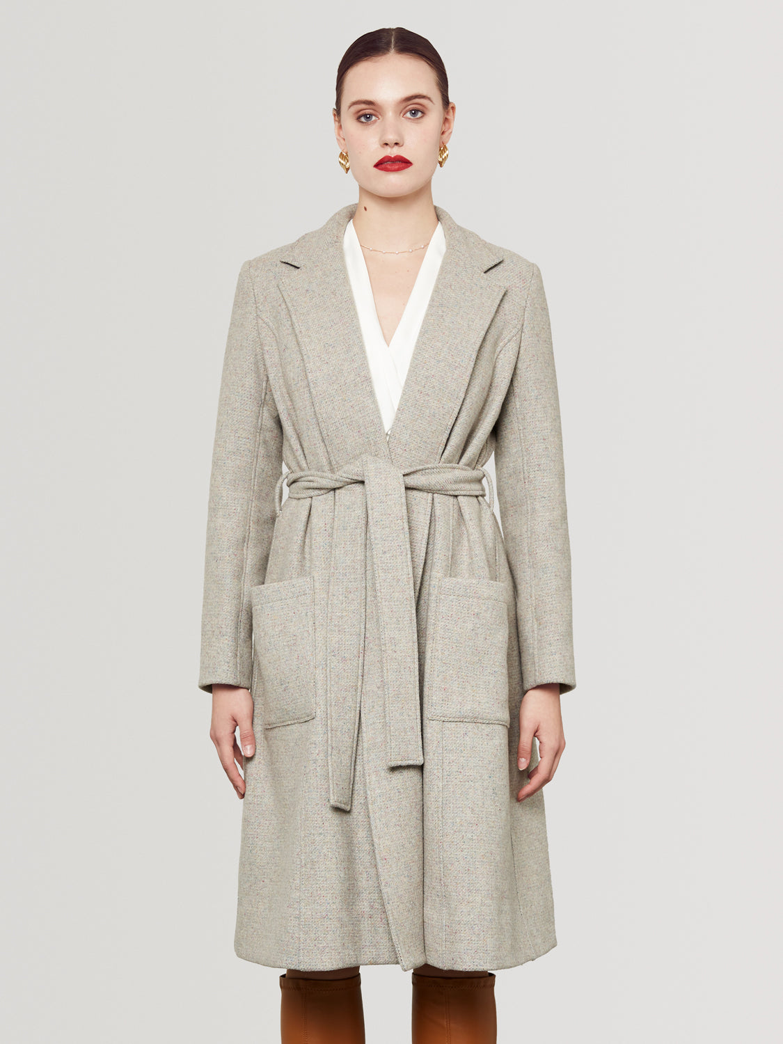 Wrap Coat Grey-Pink