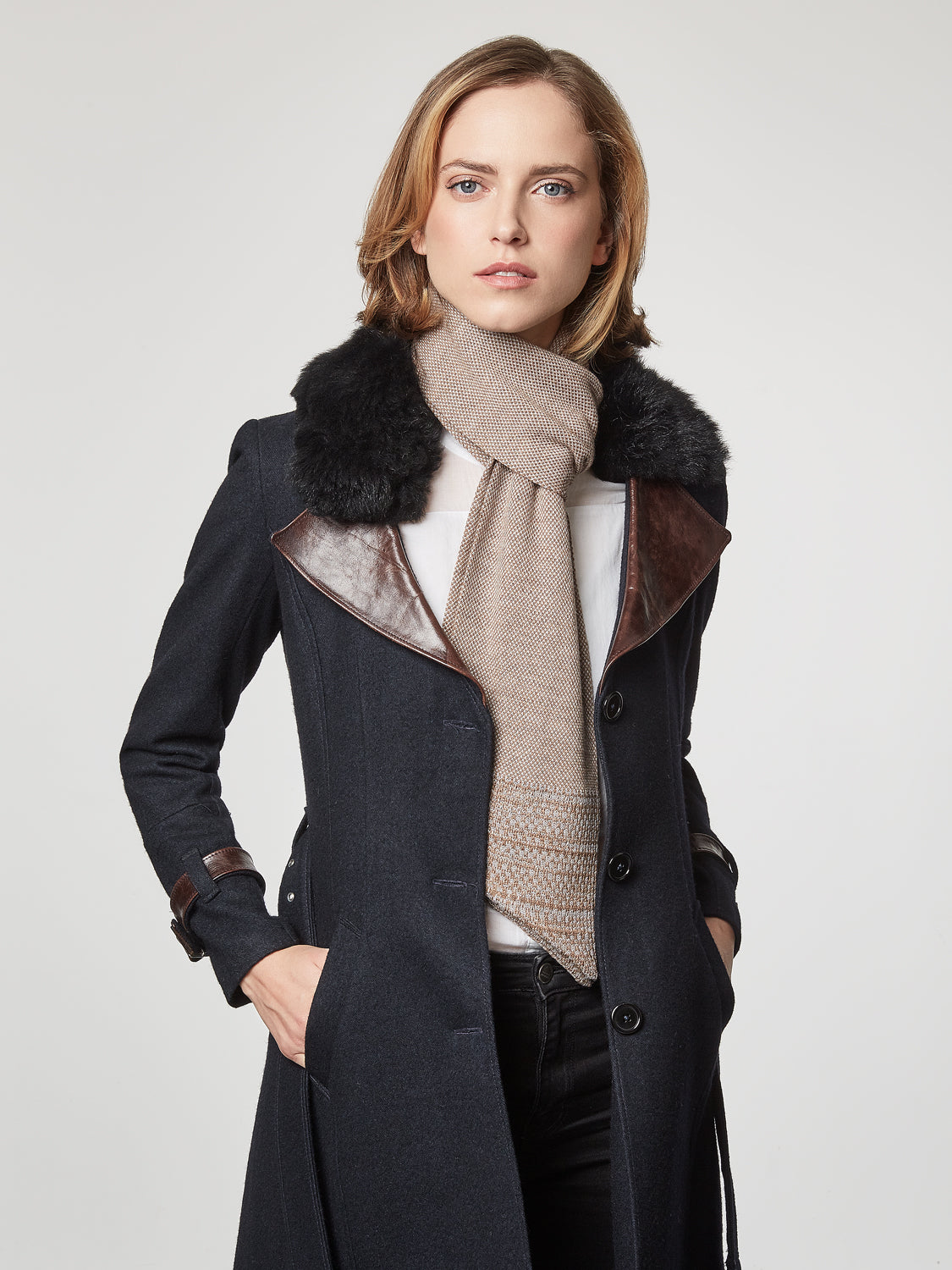 Caramel Merino Slant Scarf