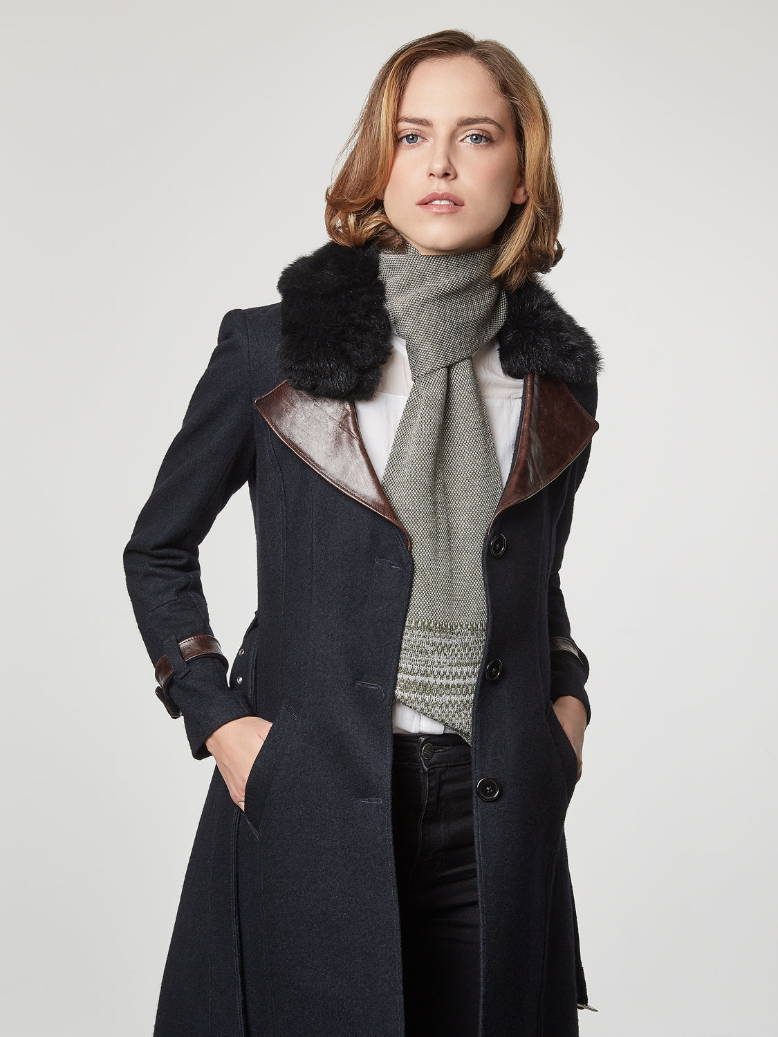 Olive Merino Slant Scarf