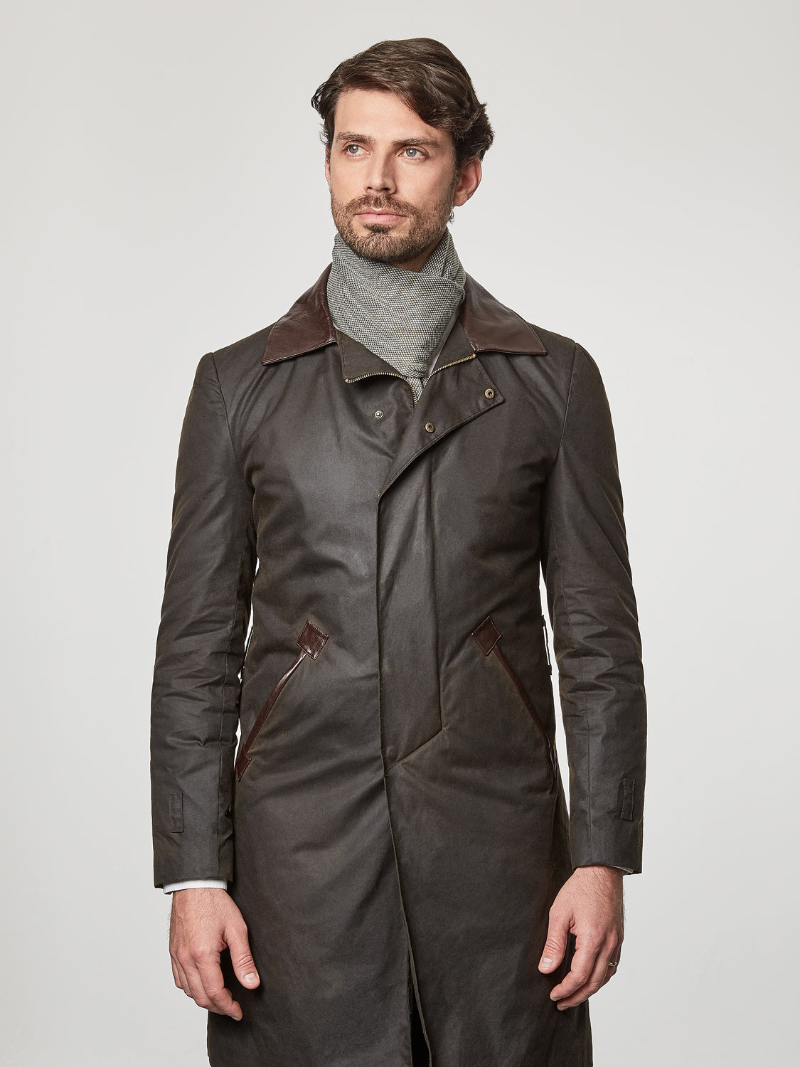 Olive Merino Slant Scarf