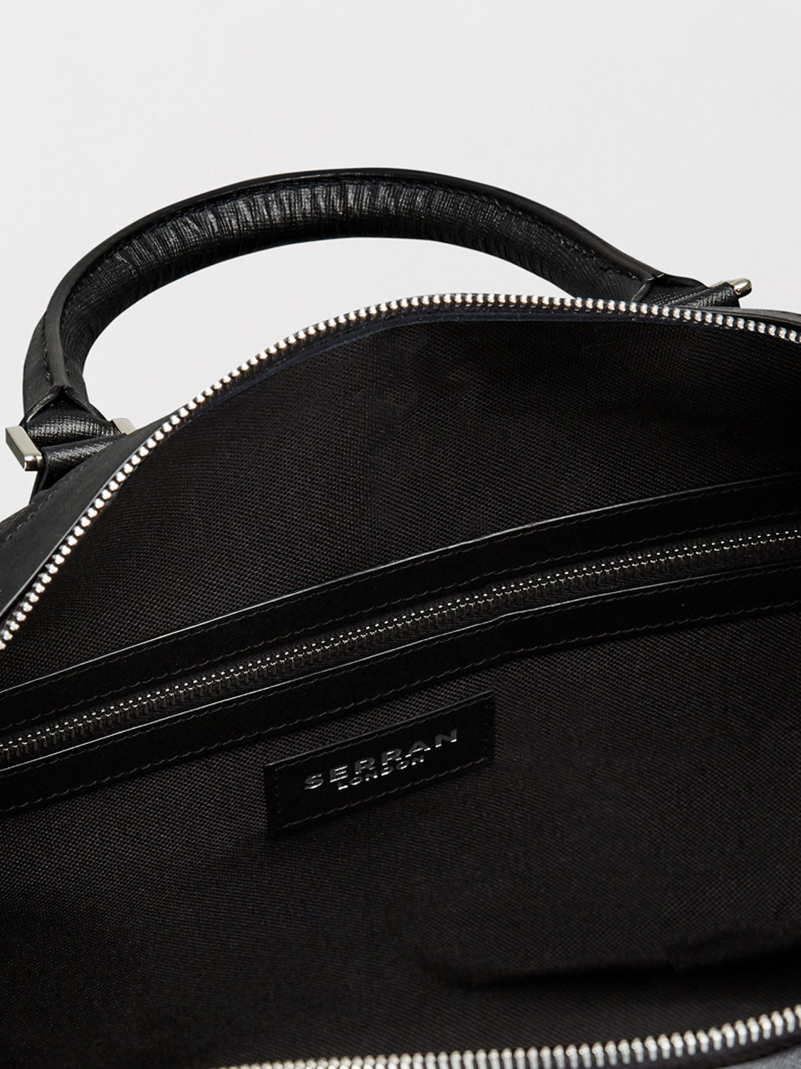 Quilted Leather Laptop Bag - Black