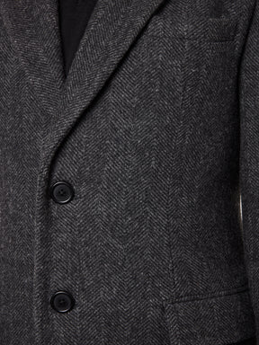 Single Breasted Wool Coat - Grey