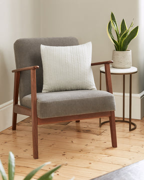 Cable Knit Cushion - 100% Off-White Wool 45x45cm