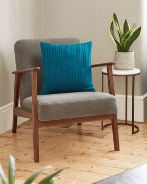 Cable Knit Cushion - 100% Turquoise Wool 45x45cm