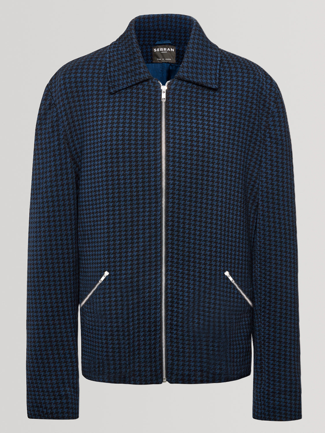 Houndstooth Knitted Jacket - Navy & Black