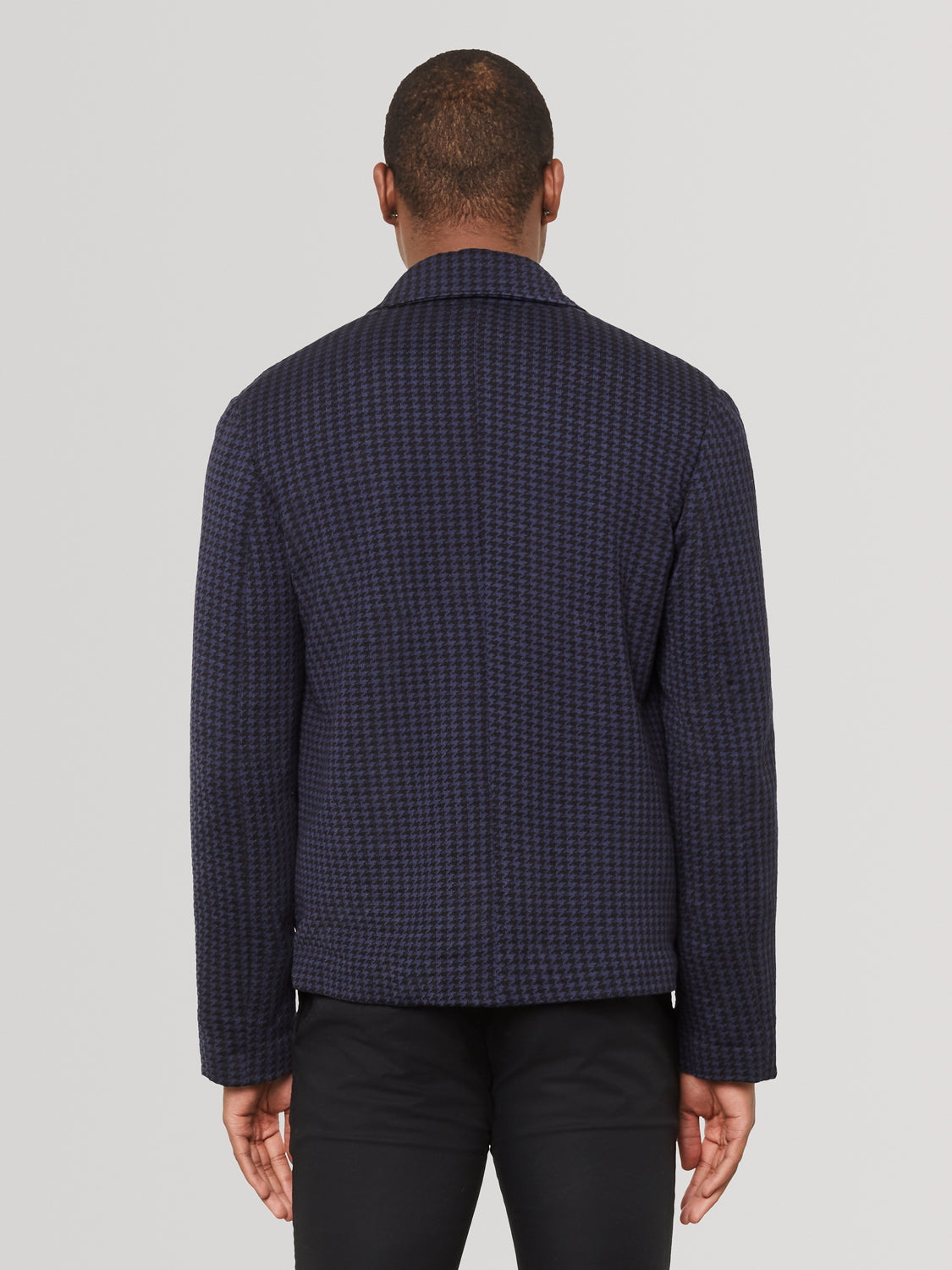 Houndstooth Knitted Jacket - Navy & Black