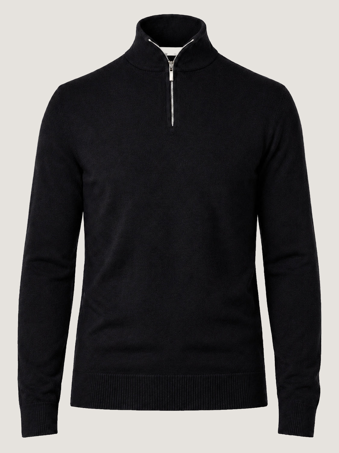 Men's Half Zip Wool Jumper - Black