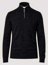 Men's Half Zip Wool Jumper - Black