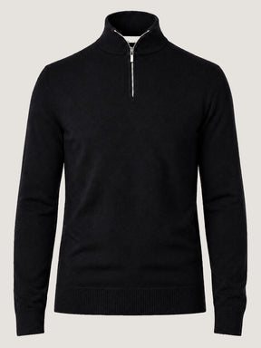 Men's Half Zip Wool Jumper - Black