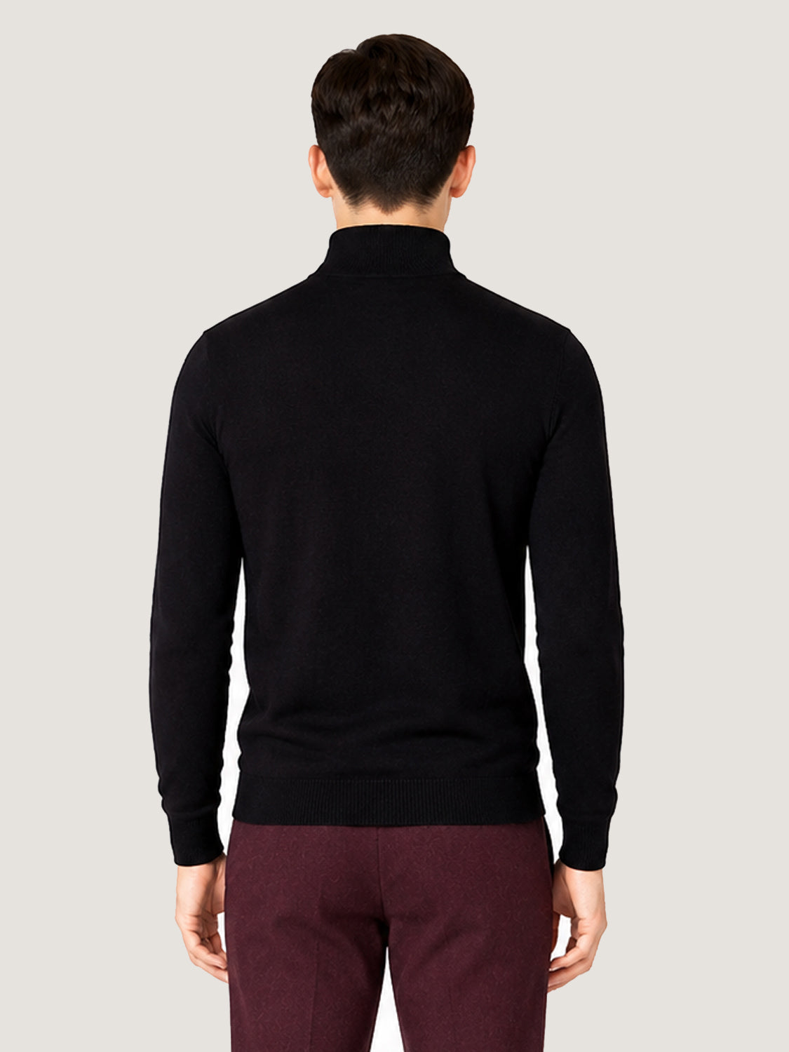 Men's Half Zip Wool Jumper - Black