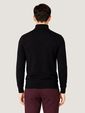 Men's Half Zip Wool Jumper - Black