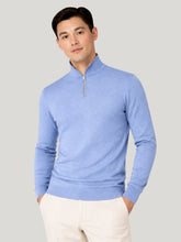 Men's Half Zip Wool Jumper - Blue