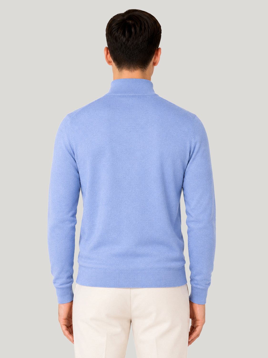 Men's Half Zip Wool Jumper - Blue