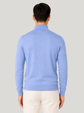 Men's Half Zip Wool Jumper - Blue