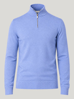 Men's Half Zip Wool Jumper - Blue