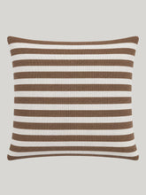Striped White and Caramel Brown Cushion
