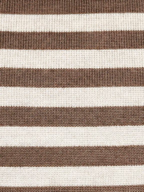 Striped White and Caramel Brown Cushion
