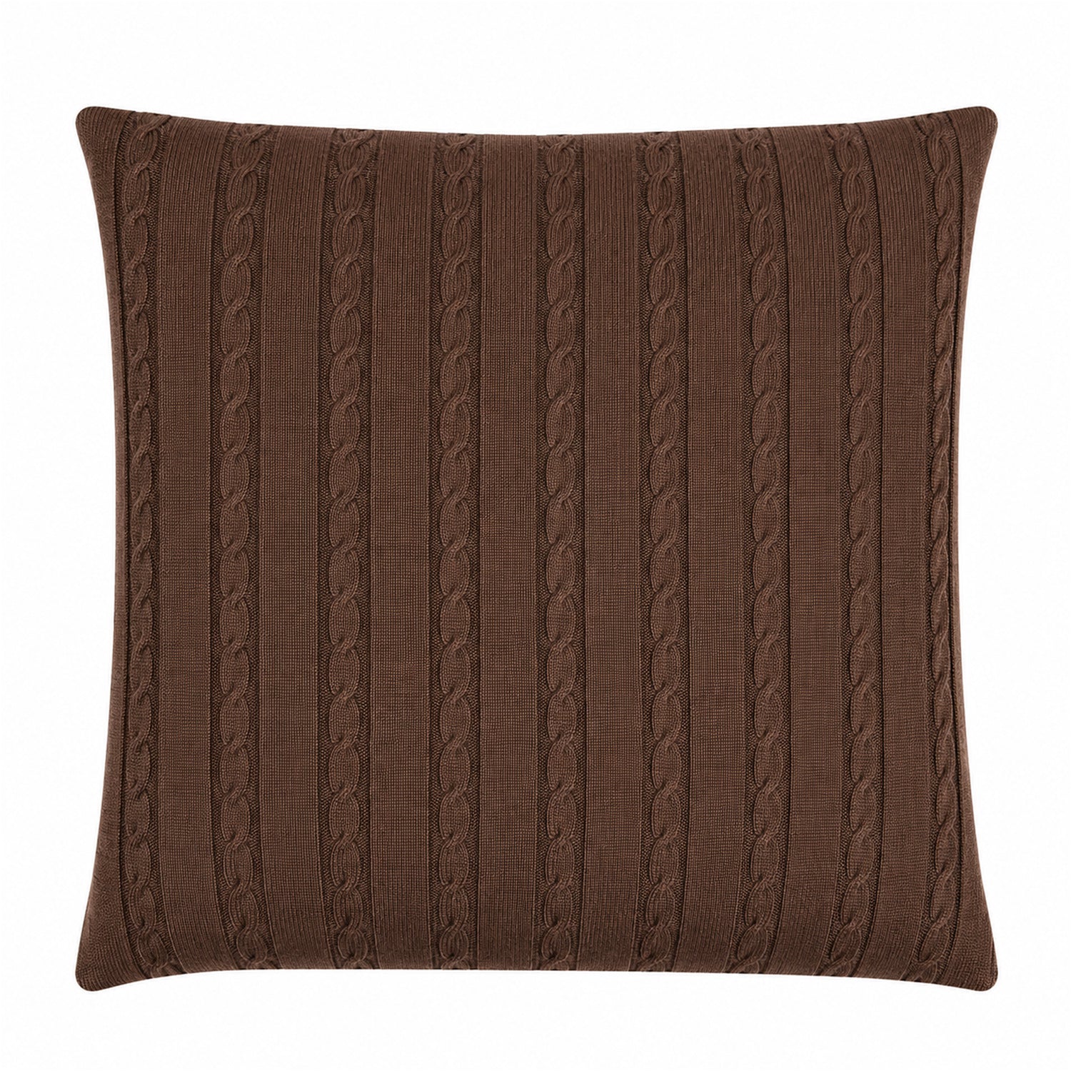 Cable Knit Cushion - 100% Brown Wool 45x45cm