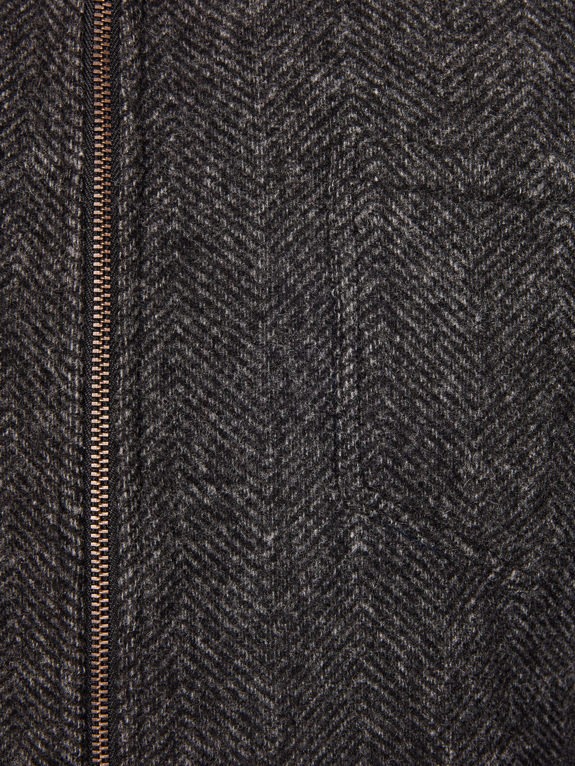 Zipped Herringbone Wool Jacket - Charcoal Grey