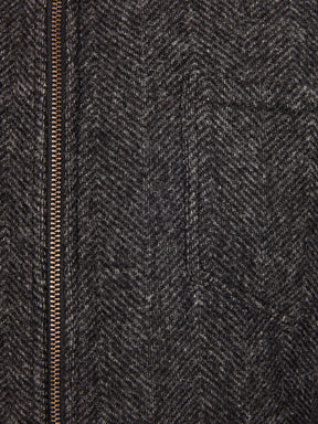Zipped Herringbone Wool Jacket - Charcoal Grey