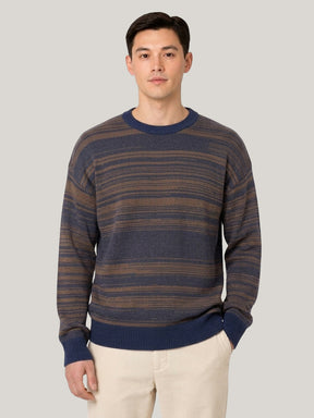 Stripe Crewneck Wool Jumper – Navy & Brown