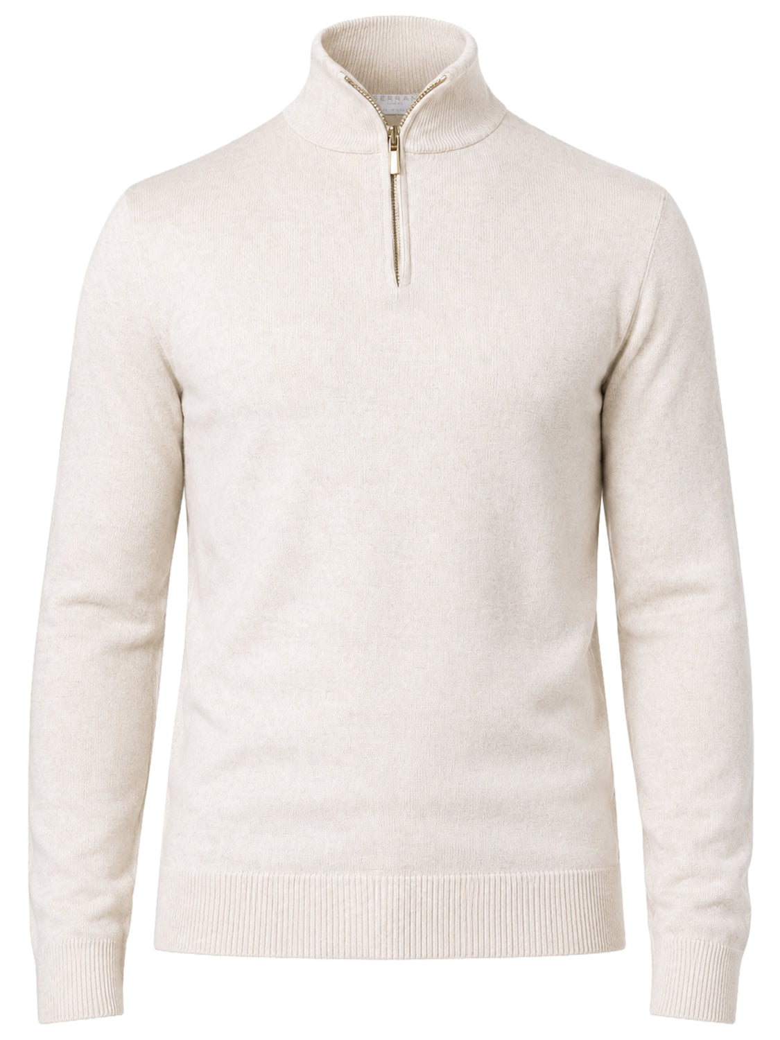 Men's Half Zip Wool Jumper - Off White