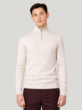 Men's Half Zip Wool Jumper - Off White