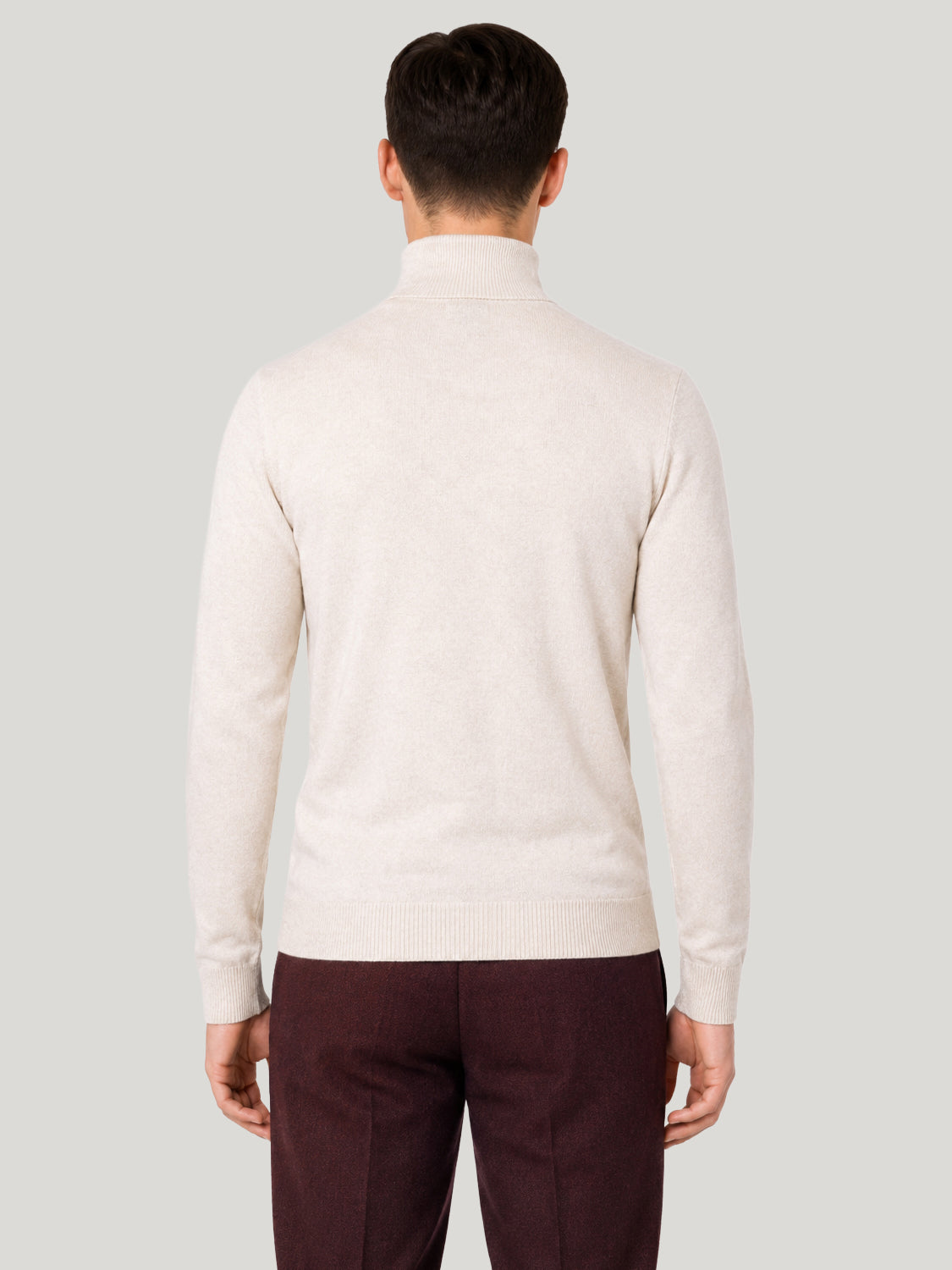 Men's Half Zip Wool Jumper - Off White