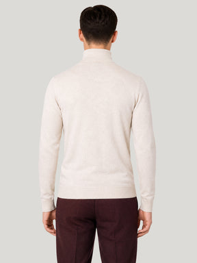 Men's Half Zip Wool Jumper - Off White