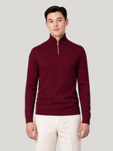 Men's Half Zip Wool Jumper - Red