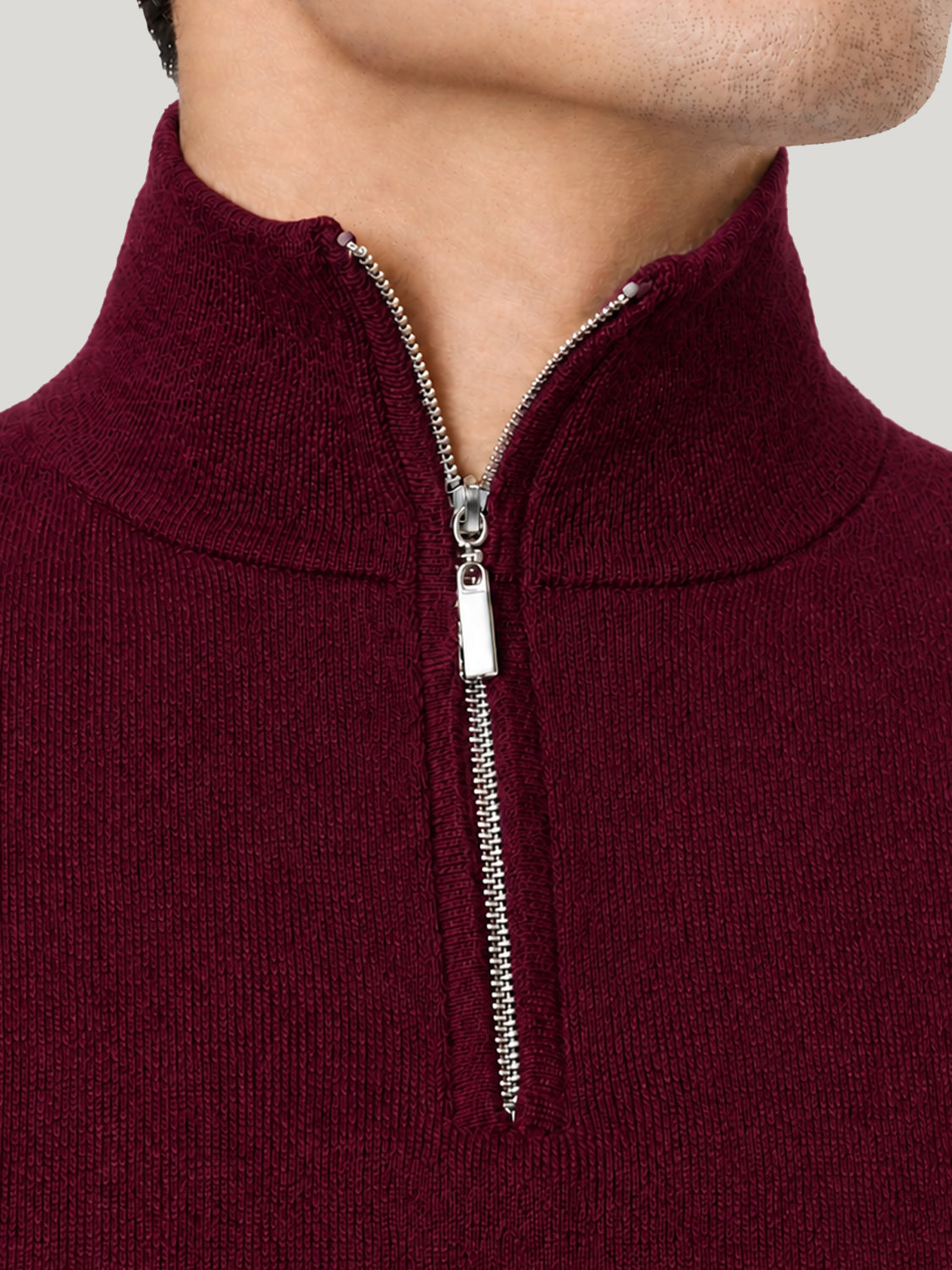 Men's Half Zip Wool Jumper - Red