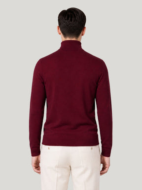 Men's Half Zip Wool Jumper - Red