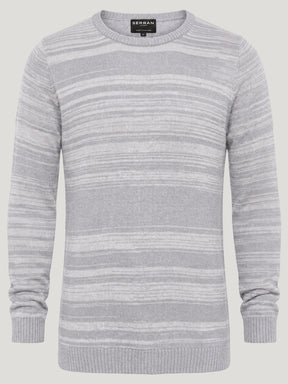 Stripe Crewneck Wool Jumper – Grey & White