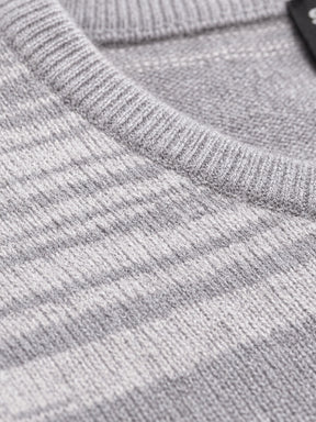 Stripe Crewneck Wool Jumper – Grey & White